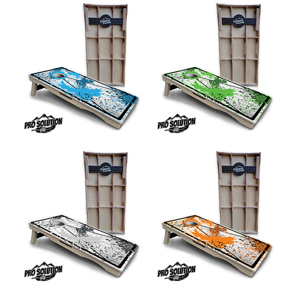 Pro Solution Lite - Paint Splatter Design Options - Professional Tournament Cornhole Boards 3/4" Baltic Birch - Zero Bounce Zero Movement Vertical Interlocking Braces for Extra Weight & Stability +Double Thick Legs +Airmail Blocker