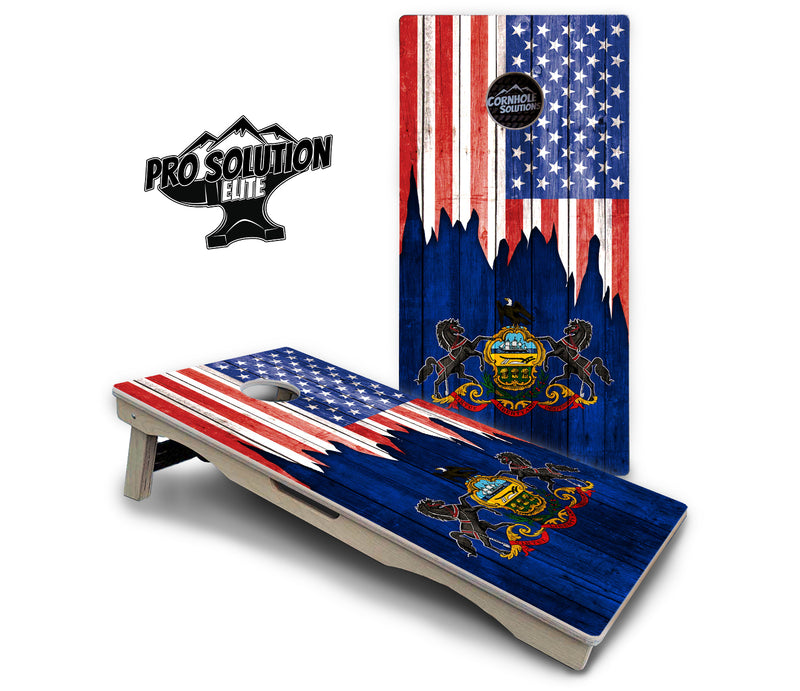 Pro Solution Elite - State Flag Designs New Mexico to South Carolina - Professional Tournament Cornhole Boards 3/4" Baltic Birch - Zero Bounce Zero Movement Vertical Interlocking Braces for Extra Weight & Stability +Double Thick Legs +Airmail Blocker