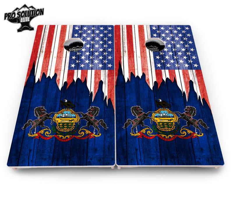 Pro Solution Elite - State Flag Designs New Mexico to South Carolina - Professional Tournament Cornhole Boards 3/4" Baltic Birch - Zero Bounce Zero Movement Vertical Interlocking Braces for Extra Weight & Stability +Double Thick Legs +Airmail Blocker