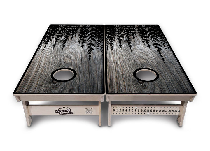 Greyscale Pine Trees Cornhole Boards - Professional Tournament Series