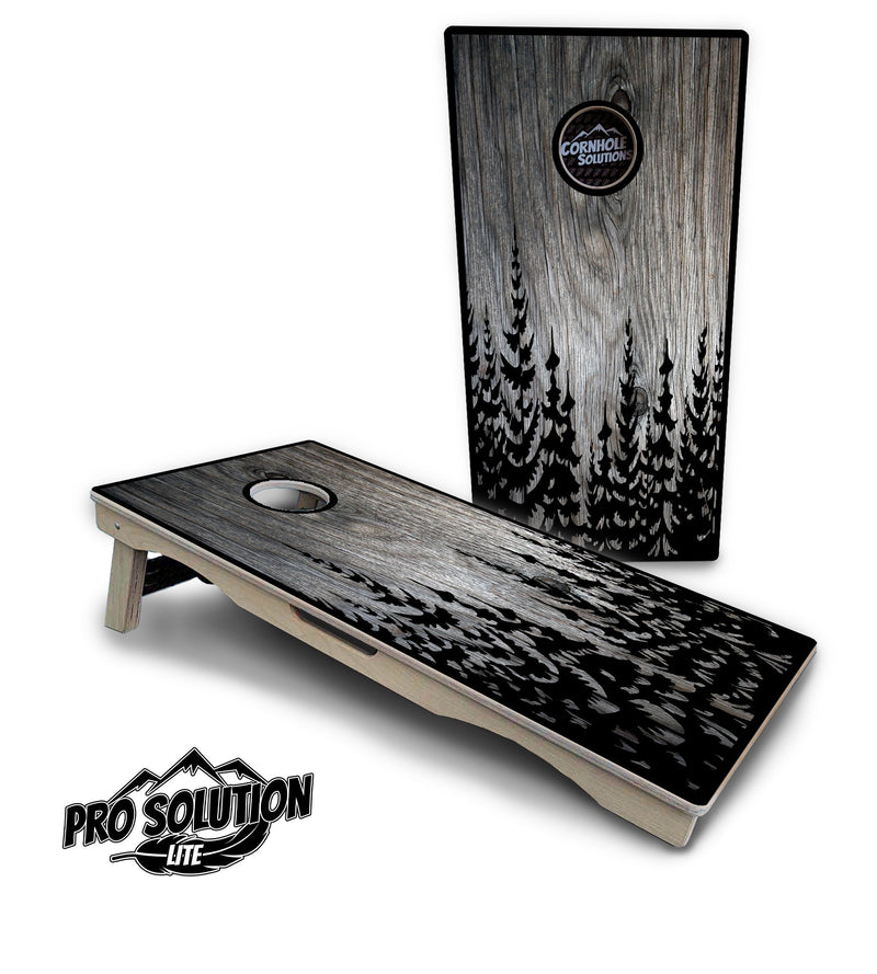 Pro Solution Elite - Pine Trees - Professional Tournament Cornhole Boards 3/4" Baltic Birch - Zero Bounce Zero Movement Vertical Interlocking Braces for Extra Weight & Stability +Double Thick Legs +Airmail Blocker