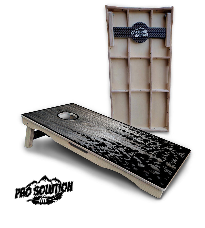 Pro Solution Elite - Pine Trees - Professional Tournament Cornhole Boards 3/4" Baltic Birch - Zero Bounce Zero Movement Vertical Interlocking Braces for Extra Weight & Stability +Double Thick Legs +Airmail Blocker