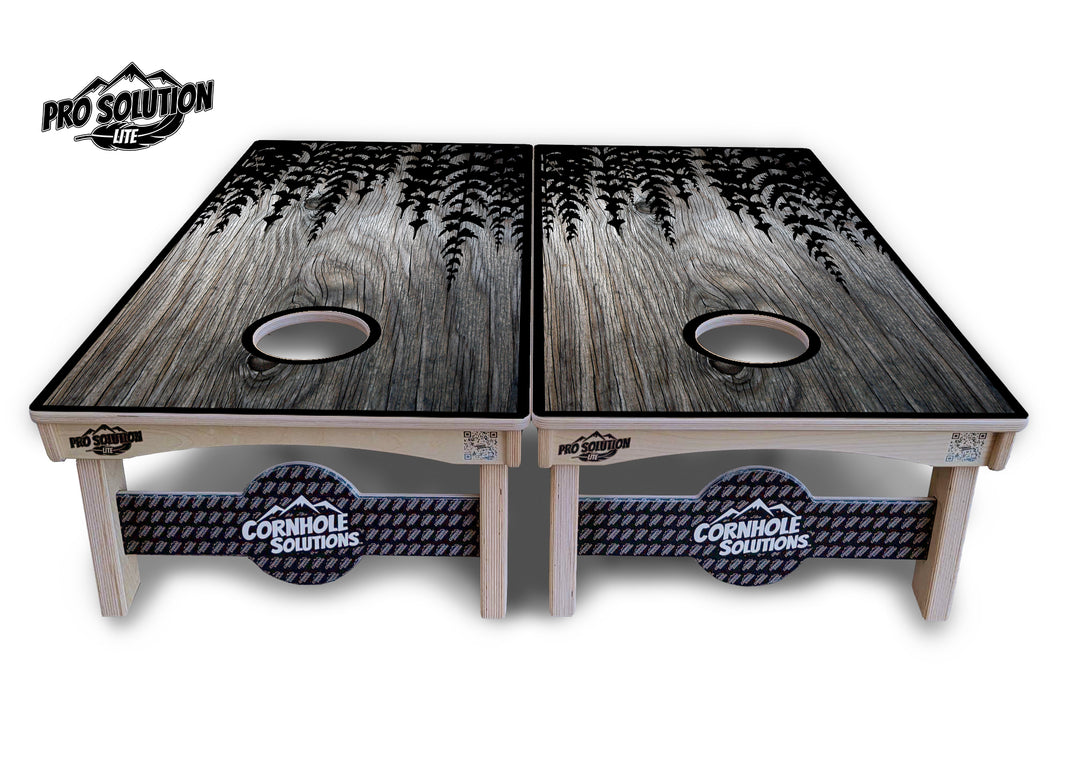 Greyscale Pine Trees Cornhole Boards - Pro Solution Lite Series