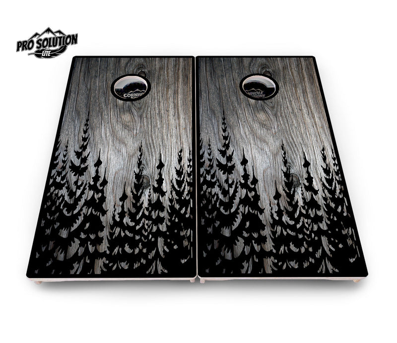 Pro Solution Elite - Pine Trees - Professional Tournament Cornhole Boards 3/4" Baltic Birch - Zero Bounce Zero Movement Vertical Interlocking Braces for Extra Weight & Stability +Double Thick Legs +Airmail Blocker