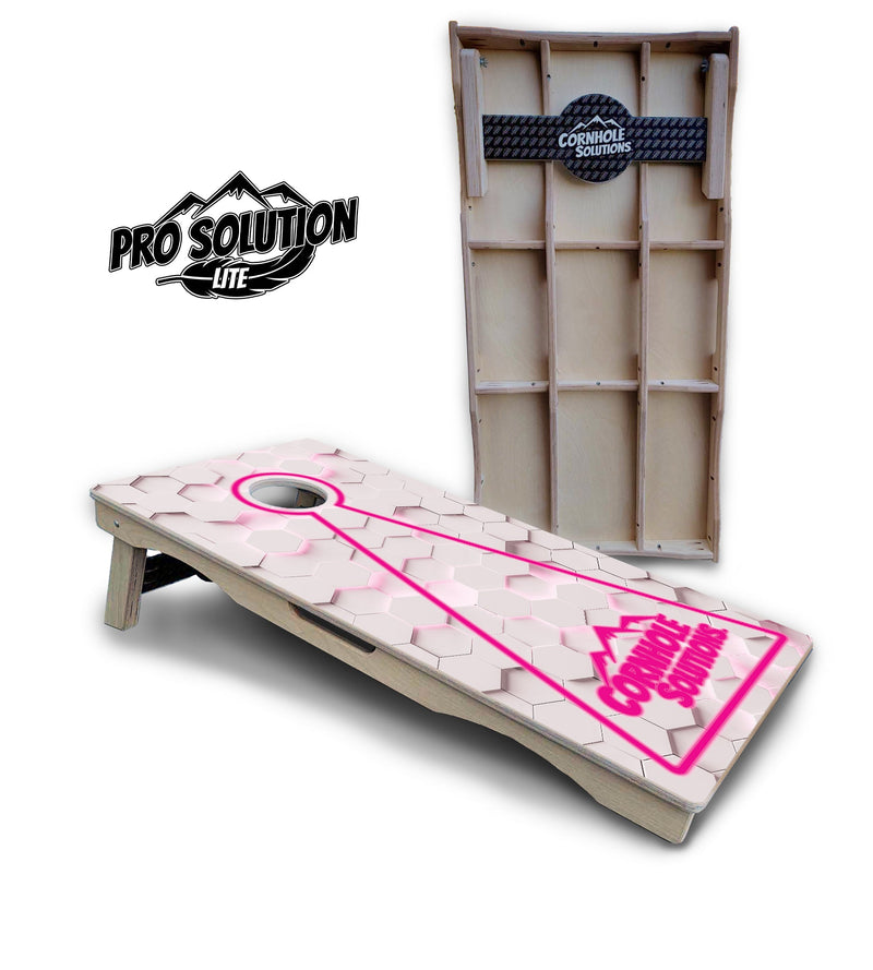 Pro Solution Elite - Glow Hole White Color Options - Professional Tournament Cornhole Boards 3/4" Baltic Birch - Zero Bounce Zero Movement Vertical Interlocking Braces for Extra Weight & Stability +Double Thick Legs +Airmail Blocker