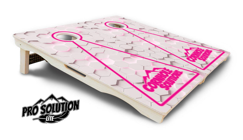 Pro Solution Elite - Glow Hole White Color Options - Professional Tournament Cornhole Boards 3/4" Baltic Birch - Zero Bounce Zero Movement Vertical Interlocking Braces for Extra Weight & Stability +Double Thick Legs +Airmail Blocker