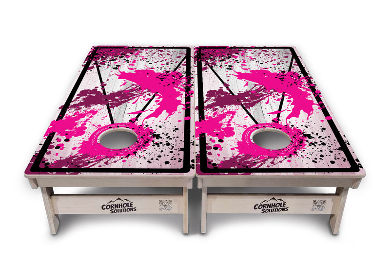 Tournament Boards - Paint Splatter No Logo Design Options - Professional Tournament 2'x4' Regulation Cornhole Set - 3/4″ Baltic Birch + UV Direct Print + UV Clear Coat