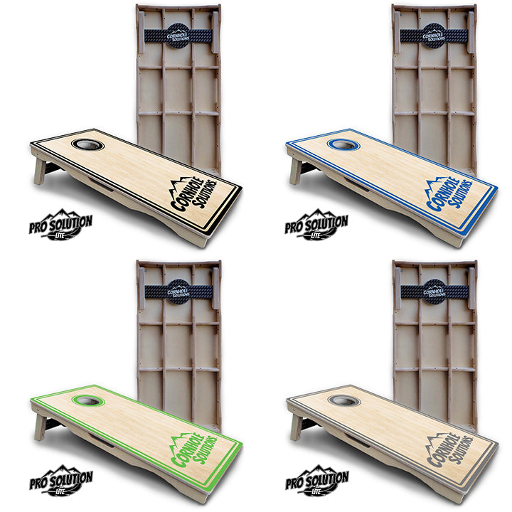 Pro Solution Lite - Pinstripe CS Logo Design Options - Professional Tournament Cornhole Boards 3/4" Baltic Birch - Zero Bounce Zero Movement Vertical Interlocking Braces for Extra Weight & Stability +Double Thick Legs +Airmail Blocker