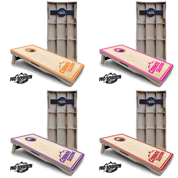 Pro Solution Lite - Pinstripe CS Logo Design Options - Professional Tournament Cornhole Boards 3/4" Baltic Birch - Zero Bounce Zero Movement Vertical Interlocking Braces for Extra Weight & Stability +Double Thick Legs +Airmail Blocker