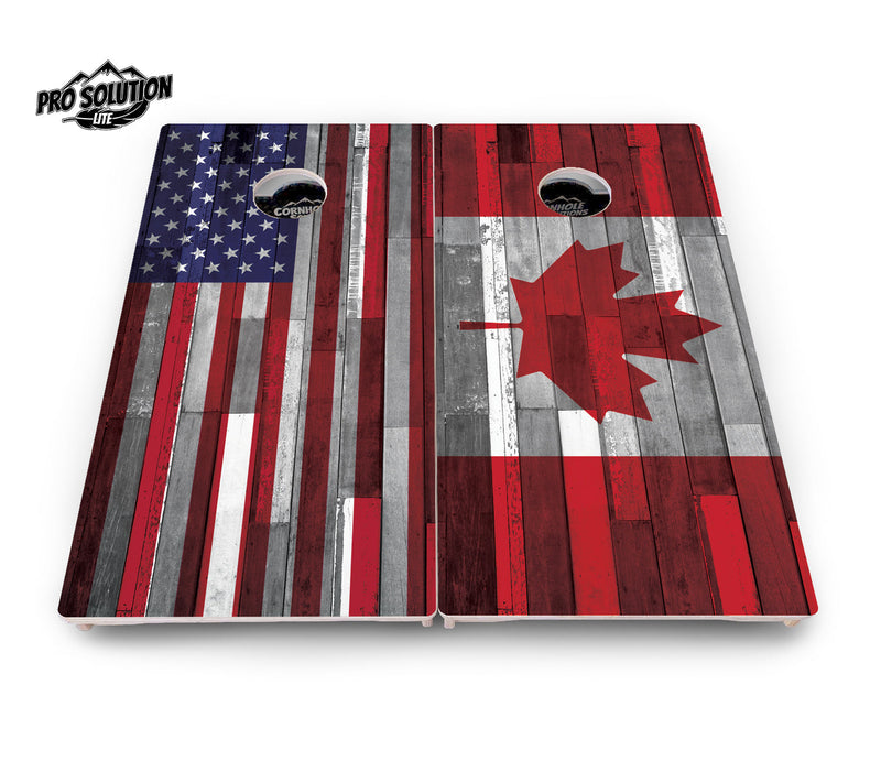 Pro Solution Elite - USA / Canada / Union Jack Plank Flag Options - Professional Tournament Cornhole Boards 3/4" Baltic Birch - Zero Bounce Zero Movement Vertical Interlocking Braces for Extra Weight & Stability +Double Thick Legs +Airmail Blocker