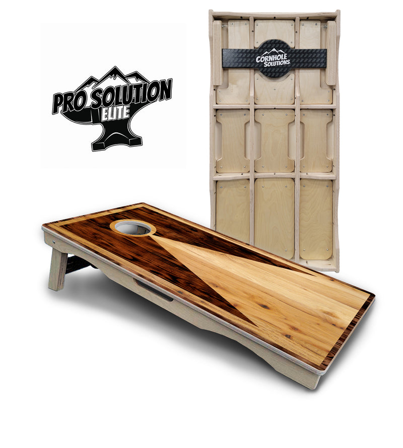 Pro Solution Elite - Wooden Triangle Design Options - Professional Tournament Cornhole Boards 3/4" Baltic Birch - Zero Bounce Zero Movement Vertical Interlocking Braces for Extra Weight & Stability +Double Thick Legs +Airmail Blocker