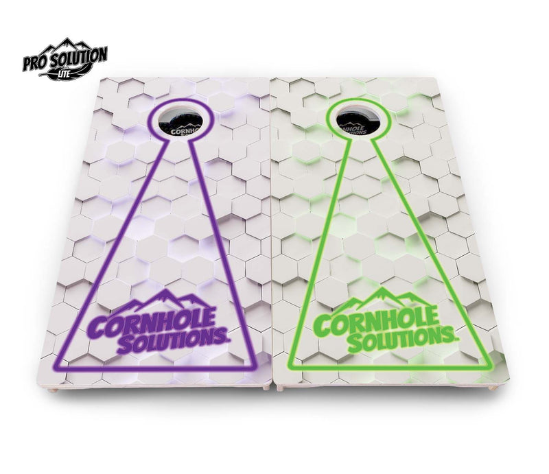 Pro Solution Elite - Glow Hole White Color Options - Professional Tournament Cornhole Boards 3/4" Baltic Birch - Zero Bounce Zero Movement Vertical Interlocking Braces for Extra Weight & Stability +Double Thick Legs +Airmail Blocker