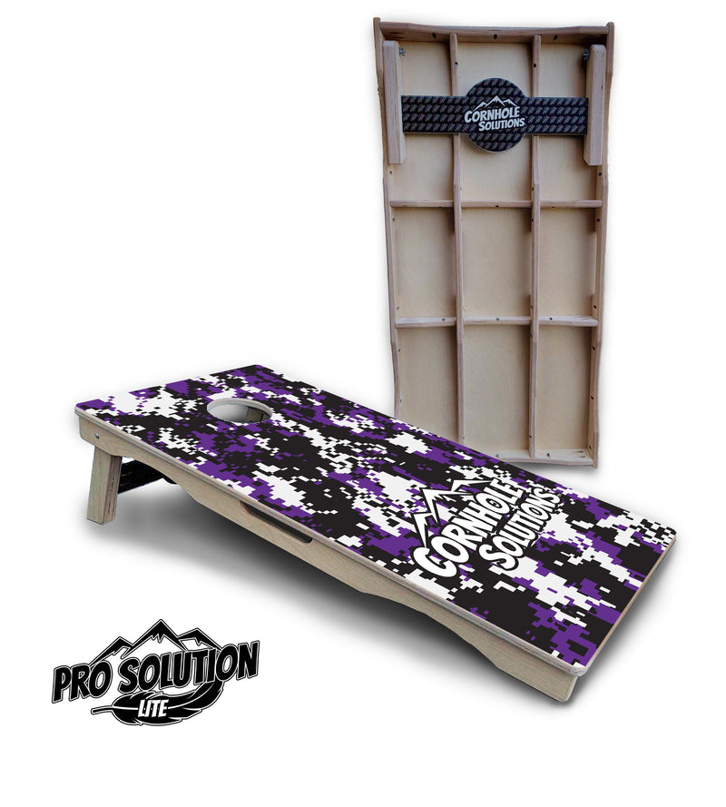 Pro Solution Elite - Digital Camo - Professional Tournament Cornhole Boards 3/4" Baltic Birch - Zero Bounce Zero Movement Vertical Interlocking Braces for Extra Weight & Stability +Double Thick Legs +Airmail Blocker