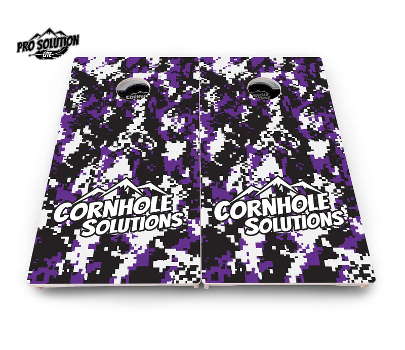 Pro Solution Elite - Digital Camo - Professional Tournament Cornhole Boards 3/4" Baltic Birch - Zero Bounce Zero Movement Vertical Interlocking Braces for Extra Weight & Stability +Double Thick Legs +Airmail Blocker