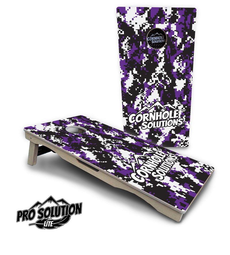 Pro Solution Elite - Digital Camo - Professional Tournament Cornhole Boards 3/4" Baltic Birch - Zero Bounce Zero Movement Vertical Interlocking Braces for Extra Weight & Stability +Double Thick Legs +Airmail Blocker