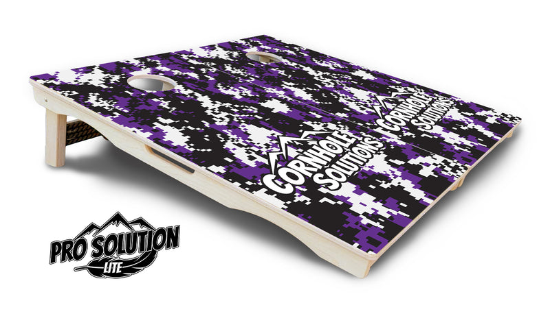 Pro Solution Lite - Digital Camo - Professional Tournament Cornhole Boards 3/4" Baltic Birch - Zero Bounce Zero Movement Vertical Interlocking Braces for Extra Weight & Stability +Double Thick Legs +Airmail Blocker