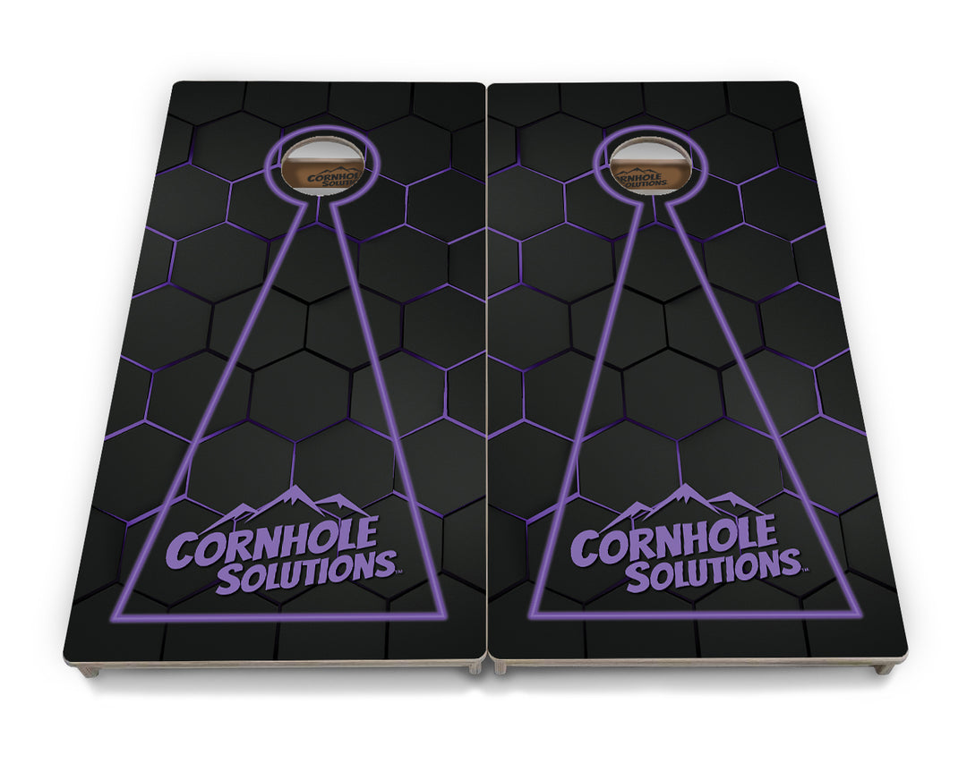 Glow Hole Black Backgound Cornhole Boards - Professional Tournament Series