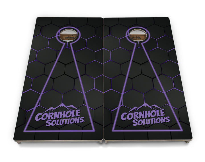 Glow Hole Black Backgound Cornhole Boards - Professional Tournament Series