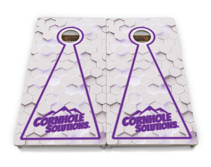 Glow Hole White Background Cornhole Boards - Professional Tournament Series