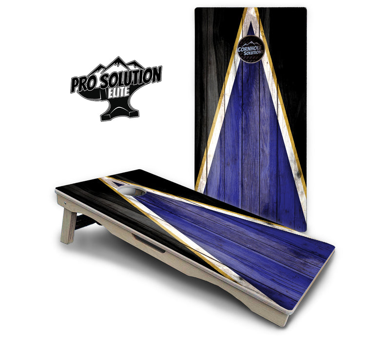 Pro Solution Elite - Team Color Triangle Design Options - Professional Tournament Cornhole Boards 3/4" Baltic Birch - Zero Bounce Zero Movement Vertical Interlocking Braces for Extra Weight & Stability +Double Thick Legs +Airmail Blocker