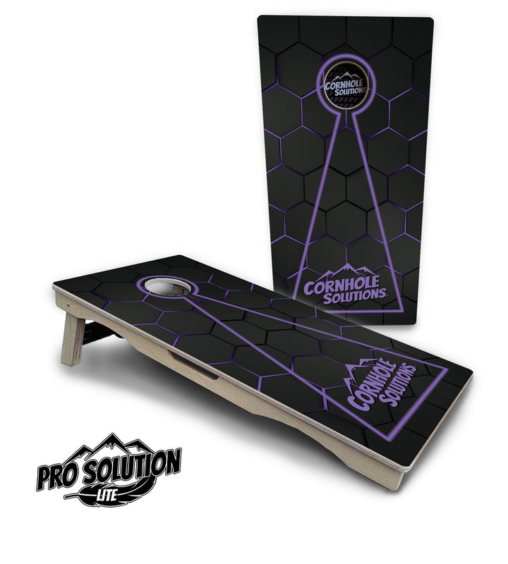 Glow Hole Black Cornhole Boards - Pro Solution Lite Series