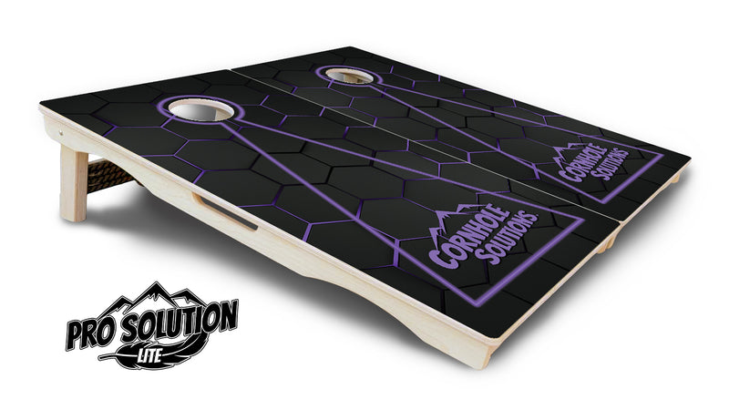 Pro Solution Lite - Glow Hole Black Color Options - Professional Tournament Cornhole Boards 3/4" Baltic Birch - Zero Bounce Zero Movement Vertical Interlocking Braces for Extra Weight & Stability +Double Thick Legs +Airmail Blocker