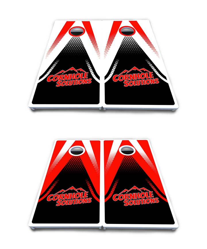 Waterproof - Red & Black CS Logo Design - All Weather Boards "Outdoor Solution" 18mm(3/4")Direct UV Printed - Regulation 2' by 4' Cornhole Boards (Set of 2 Boards) Double Thick Legs, with Leg Brace & Dual Support Braces!