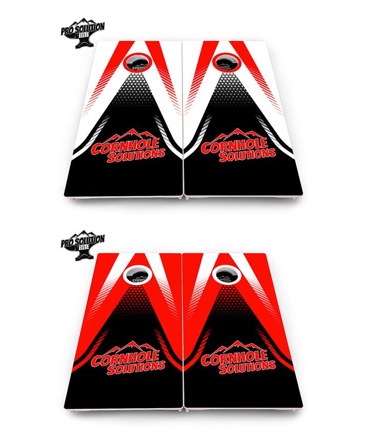 Pro Solution Elite - Red & Black CS Logo Design Options - Professional Tournament Cornhole Boards 3/4" Baltic Birch - Zero Bounce Zero Movement Vertical Interlocking Braces for Extra Weight & Stability +Double Thick Legs +Airmail Blocker