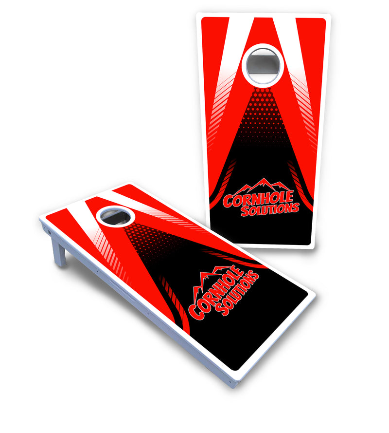 Waterproof - Red & Black CS Logo Design - All Weather Boards "Outdoor Solution" 18mm(3/4")Direct UV Printed - Regulation 2' by 4' Cornhole Boards (Set of 2 Boards) Double Thick Legs, with Leg Brace & Dual Support Braces!