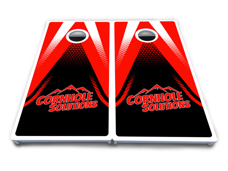 Waterproof - Red & Black CS Logo Design - All Weather Boards "Outdoor Solution" 18mm(3/4")Direct UV Printed - Regulation 2' by 4' Cornhole Boards (Set of 2 Boards) Double Thick Legs, with Leg Brace & Dual Support Braces!