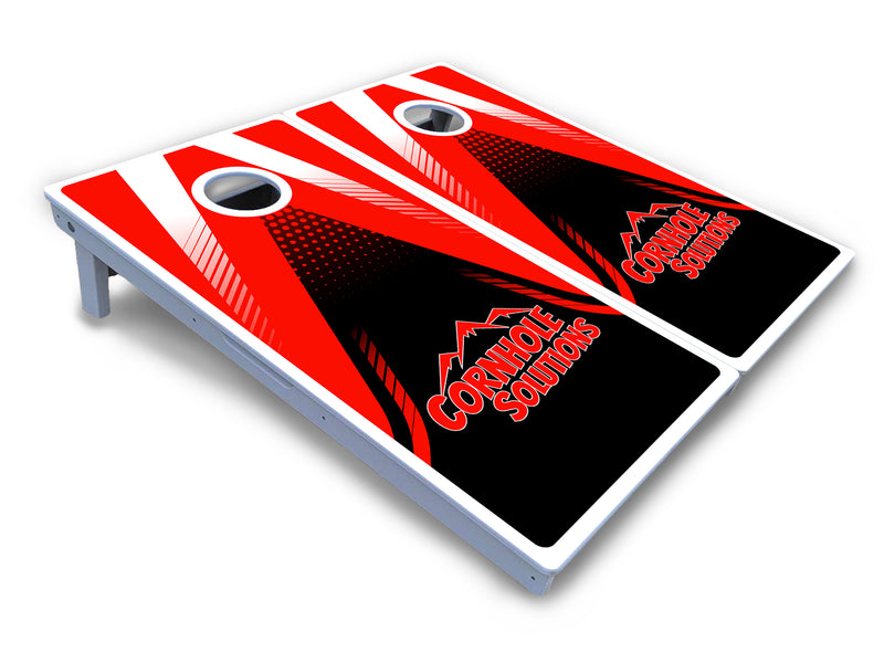 Waterproof - Red & Black CS Logo Design - All Weather Boards "Outdoor Solution" 18mm(3/4")Direct UV Printed - Regulation 2' by 4' Cornhole Boards (Set of 2 Boards) Double Thick Legs, with Leg Brace & Dual Support Braces!