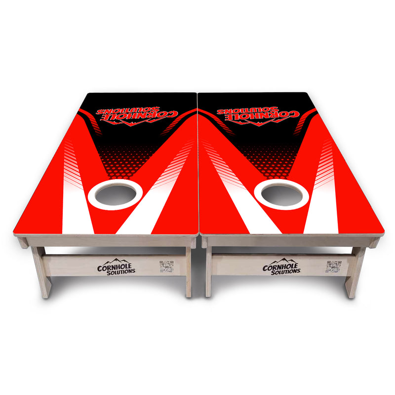 Tournament Boards - Red & Black CS Logo Design - Professional Tournament 2'x4' Regulation Cornhole Set - 3/4″ Baltic Birch + UV Direct Print + UV Clear Coat