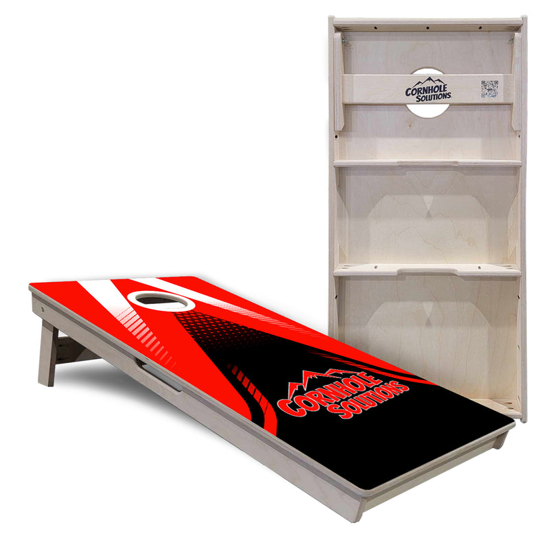 Tournament Boards - Red & Black CS Logo Design - Professional Tournament 2'x4' Regulation Cornhole Set - 3/4″ Baltic Birch + UV Direct Print + UV Clear Coat