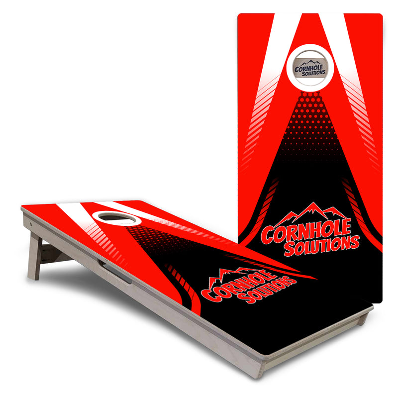 Tournament Boards - Red & Black CS Logo Design - Professional Tournament 2'x4' Regulation Cornhole Set - 3/4″ Baltic Birch + UV Direct Print + UV Clear Coat