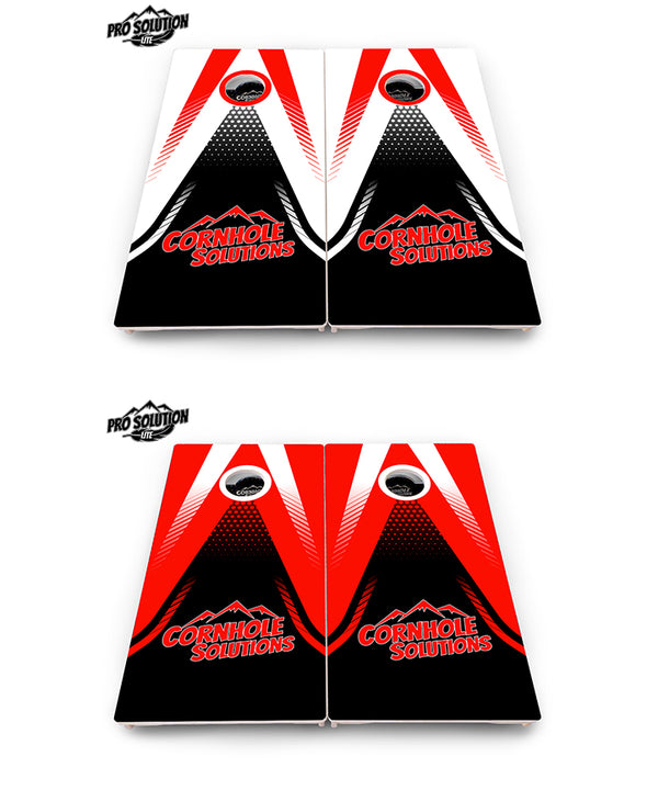 Pro Solution Lite - Red & Black CS Logo Design - Professional Tournament Cornhole Boards 3/4" Baltic Birch - Zero Bounce Zero Movement Vertical Interlocking Braces for Extra Weight & Stability +Double Thick Legs +Airmail Blocker