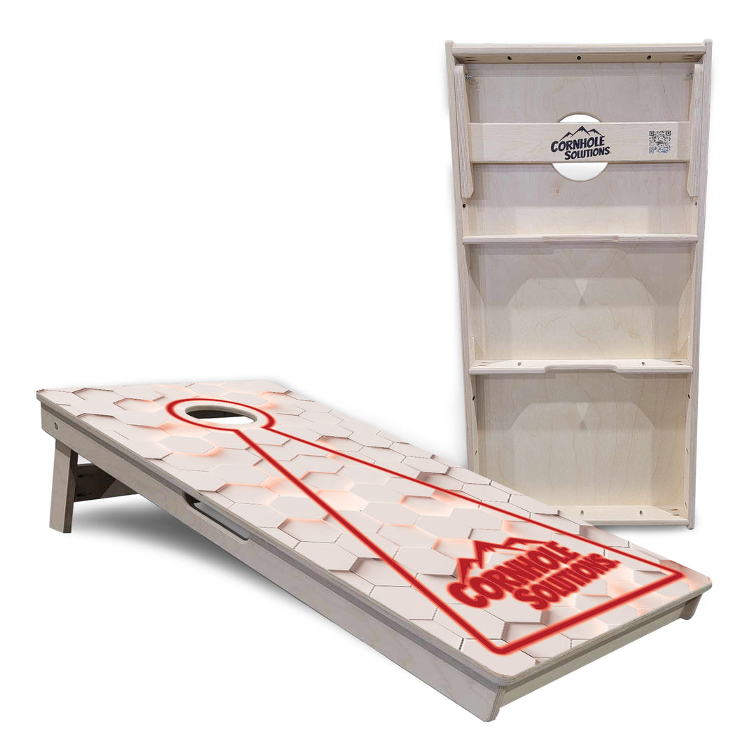 Glow Hole White Background Cornhole Boards - Professional Tournament Series