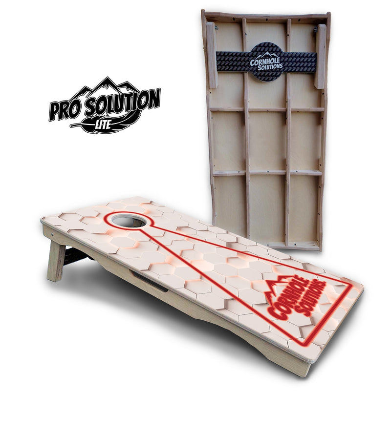 Pro Solution Elite - Glow Hole White Color Options - Professional Tournament Cornhole Boards 3/4" Baltic Birch - Zero Bounce Zero Movement Vertical Interlocking Braces for Extra Weight & Stability +Double Thick Legs +Airmail Blocker