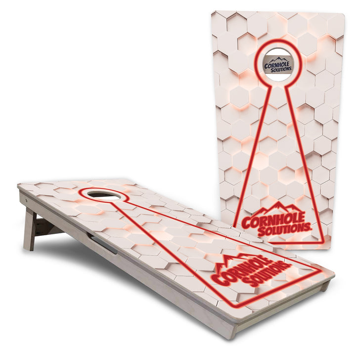 Glow Hole White Background Cornhole Boards - Professional Tournament Series