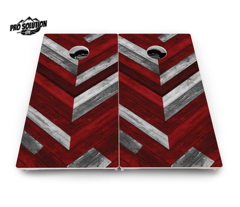 Pro Solution Elite - Red Herringbone - Professional Tournament Cornhole Boards 3/4" Baltic Birch - Zero Bounce Zero Movement Vertical Interlocking Braces for Extra Weight & Stability +Double Thick Legs +Airmail Blocker