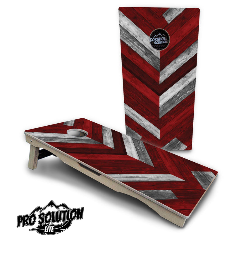 Pro Solution Elite - Red Herringbone - Professional Tournament Cornhole Boards 3/4" Baltic Birch - Zero Bounce Zero Movement Vertical Interlocking Braces for Extra Weight & Stability +Double Thick Legs +Airmail Blocker