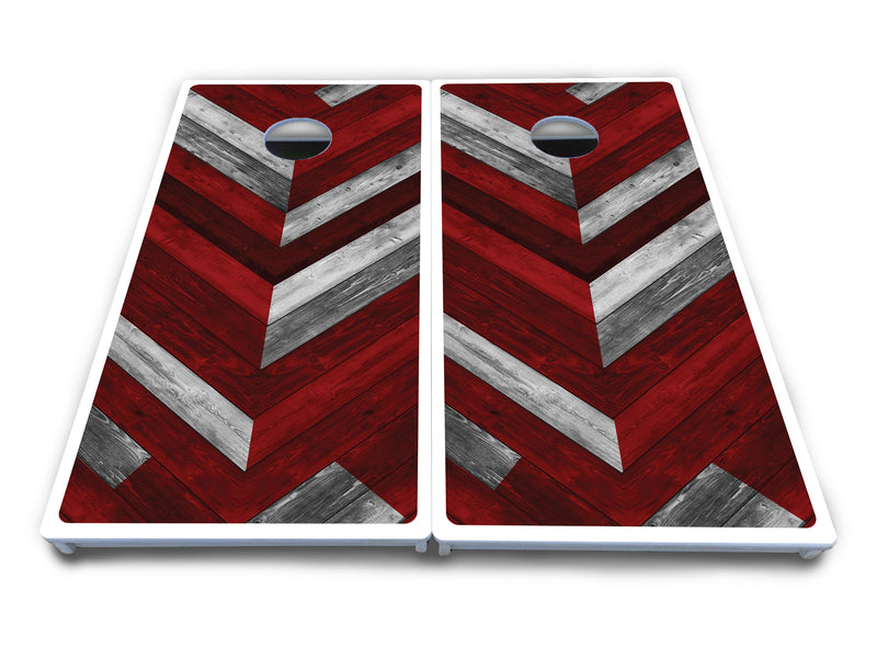 Waterproof - Herringbone Design Options - All Weather Boards "Outdoor Solution" 18mm(3/4")Direct UV Printed - Regulation 2' by 4' Cornhole Boards (Set of 2 Boards) Double Thick Legs, with Leg Brace & Dual Support Braces!