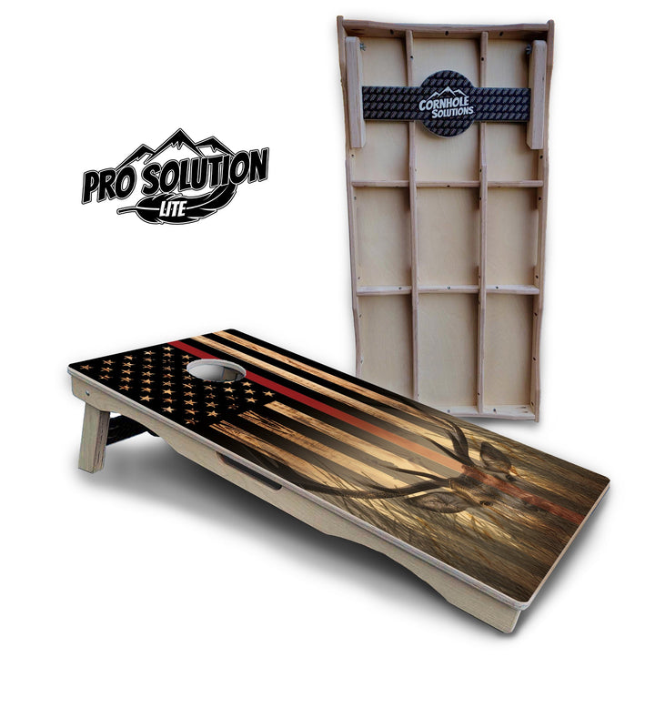 Red Line Deer & Fish Flag Cornhole Boards - Pro Solution Elite Series