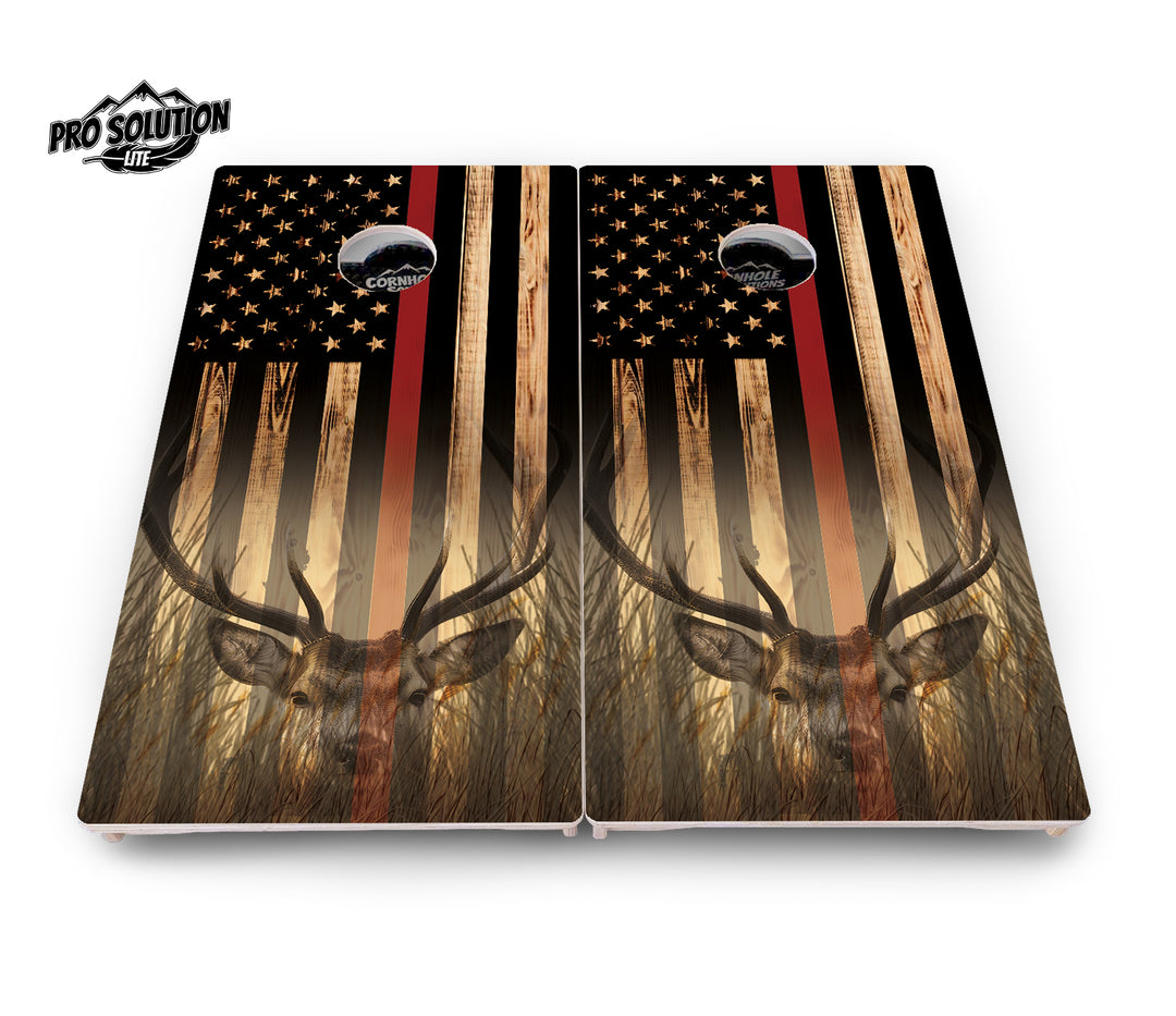 Red Line Deer & Fish Flag Cornhole Boards - Pro Solution Lite Series