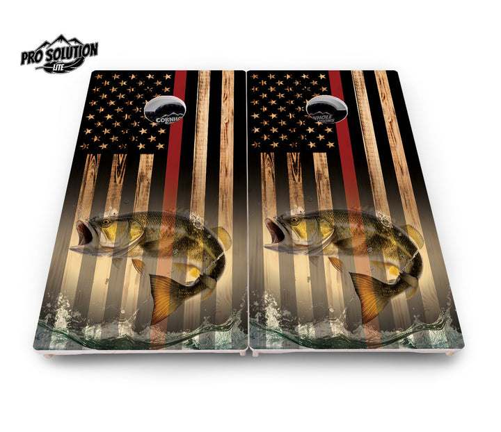 Red Line Deer & Fish Flag Cornhole Boards - Pro Solution Elite Series