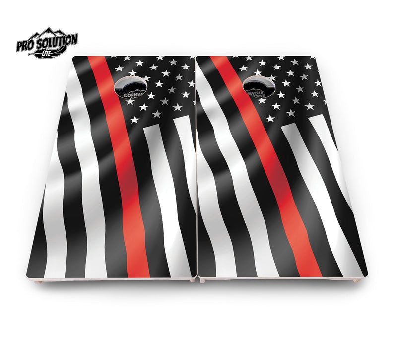 Pro Solution Elite - B&W Wavy Flag Design Options - Professional Tournament Cornhole Boards 3/4" Baltic Birch - Zero Bounce Zero Movement Vertical Interlocking Braces for Extra Weight & Stability +Double Thick Legs +Airmail Blocker