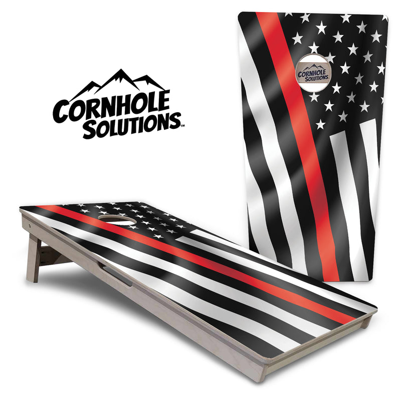 Tournament Boards - B&W Wavy Flag Design Options - Professional Tournament 2'x4' Regulation Cornhole Set - 3/4″ Baltic Birch + UV Direct Print + UV Clear Coat