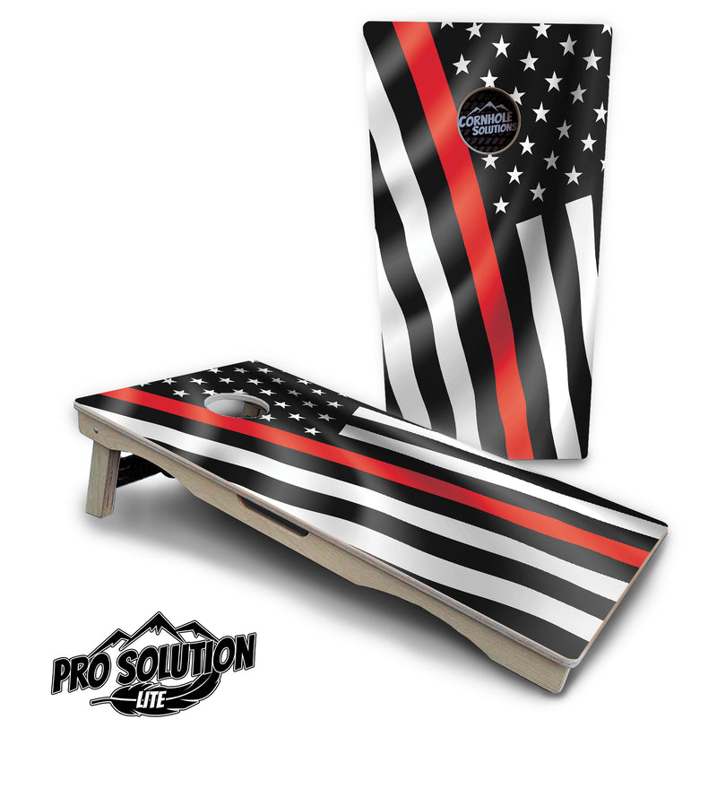 Pro Solution Lite - B&W Wavy Flag Design Options - Professional Tournament Cornhole Boards 3/4" Baltic Birch - Zero Bounce Zero Movement Vertical Interlocking Braces for Extra Weight & Stability +Double Thick Legs +Airmail Blocker