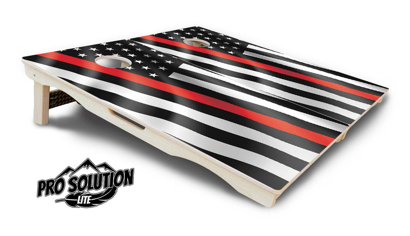 Pro Solution Lite - Blue & Red Line Wavy Flag - Professional Tournament Cornhole Boards 3/4" Baltic Birch - Zero Bounce Zero Movement Vertical Interlocking Braces for Extra Weight & Stability +Double Thick Legs +Airmail Blocker
