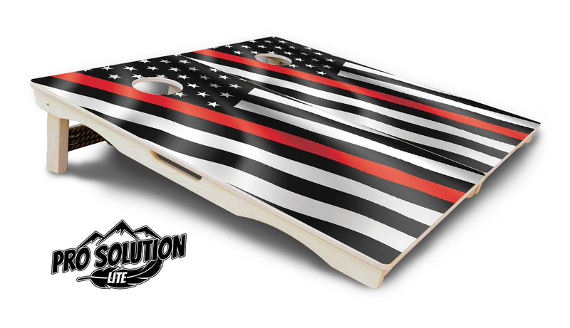 Pro Solution Lite - B&W Wavy Flag Design Options - Professional Tournament Cornhole Boards 3/4" Baltic Birch - Zero Bounce Zero Movement Vertical Interlocking Braces for Extra Weight & Stability +Double Thick Legs +Airmail Blocker