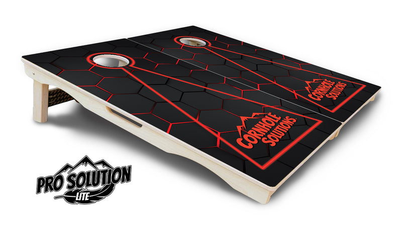 Pro Solution Lite - Glow Hole Black Color Options - Professional Tournament Cornhole Boards 3/4" Baltic Birch - Zero Bounce Zero Movement Vertical Interlocking Braces for Extra Weight & Stability +Double Thick Legs +Airmail Blocker